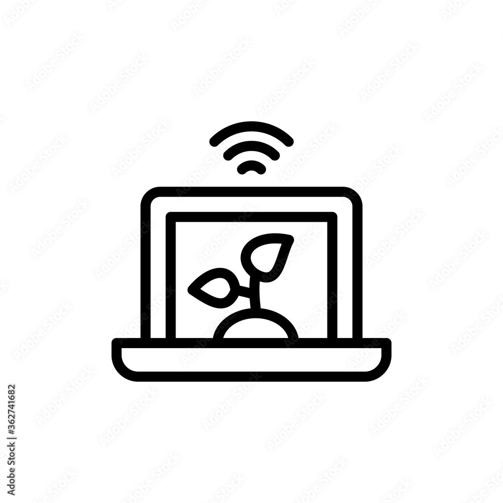 Poster laptop, website, products icon. simple line, outline vector elements of automated farming icons for 