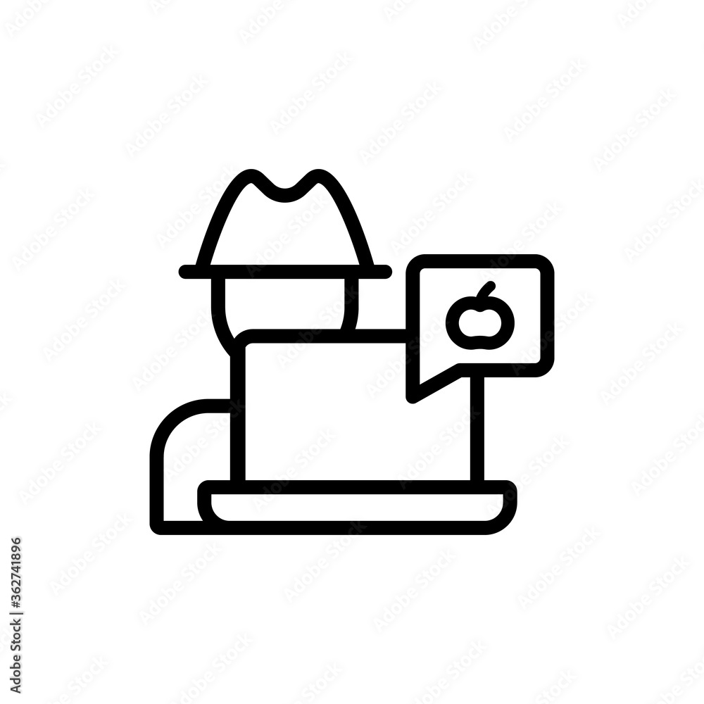 Poster farmer, laptop icon. simple line, outline vector elements of automated farming icons for ui and ux, 