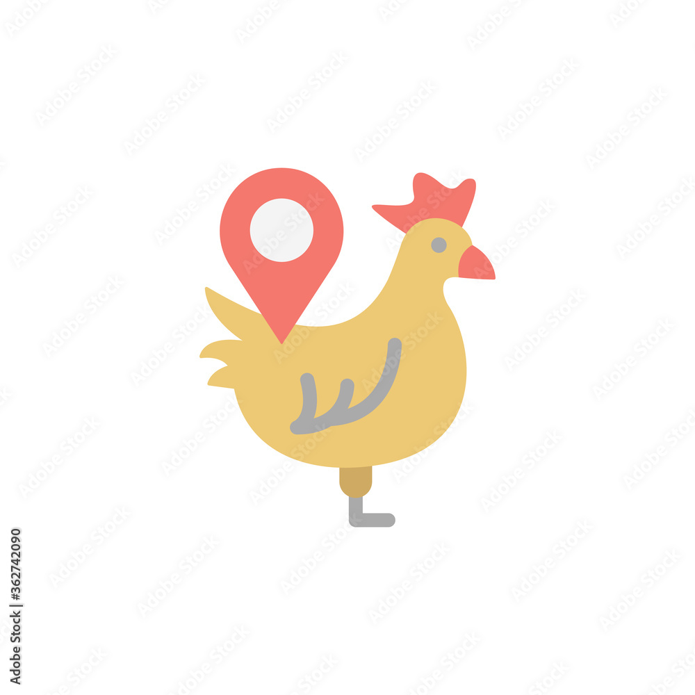 Poster hen, gps, location icon. simple color vector elements of automated farming icons for ui and ux, webs