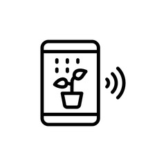 Smartphone, online watering, pot icon. Simple line, outline vector elements of automated farming icons for ui and ux, website or mobile application