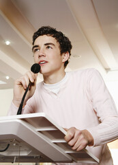 Boy giving speech