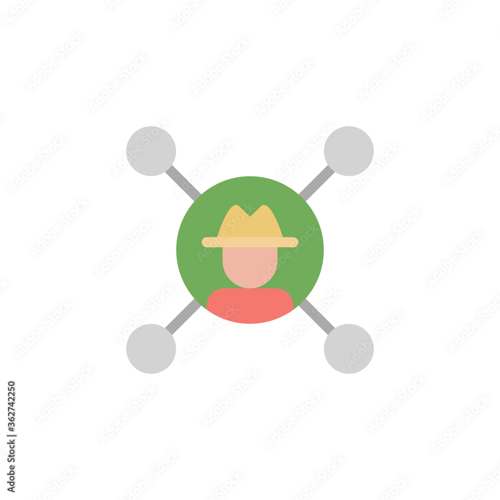 Poster online farming, farmer icon. simple color vector elements of automated farming icons for ui and ux, 