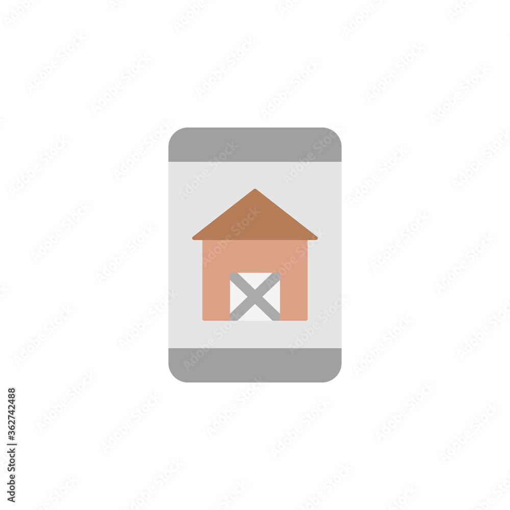 Poster mobile, farm, control icon. simple color vector elements of automated farming icons for ui and ux, w