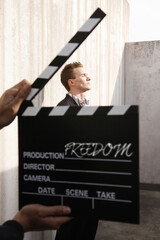 Filming a businessman