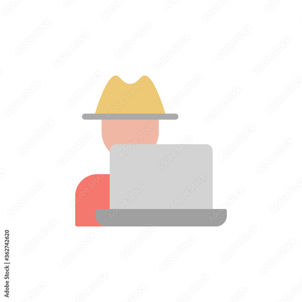Poster farmer, laptop icon. simple color vector elements of automated farming icons for ui and ux, website 
