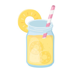 cold refreshment juice with sliced fruits and straw isolated design icon