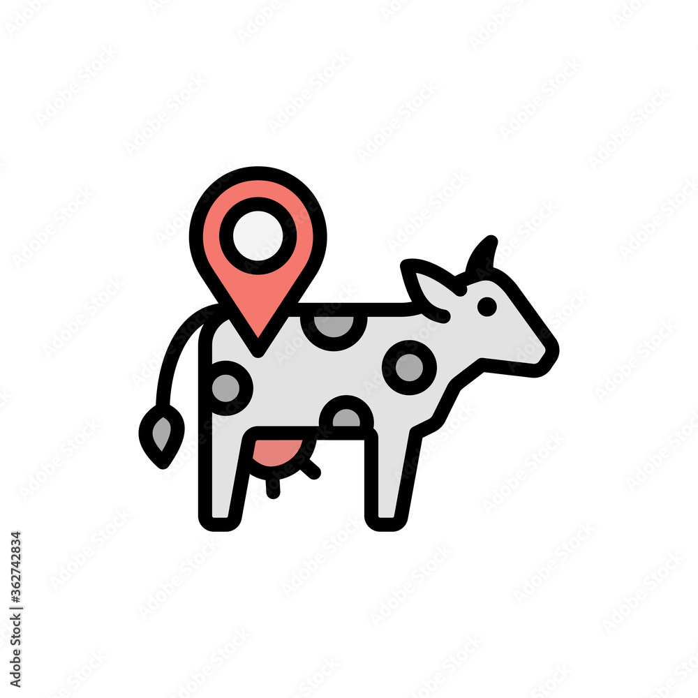 Poster cow, gps, placeholder icon. simple color with outline vector elements of automated farming icons for