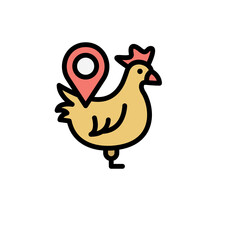 Hen, Gps, location icon. Simple color with outline vector elements of automated farming icons for ui and ux, website or mobile application