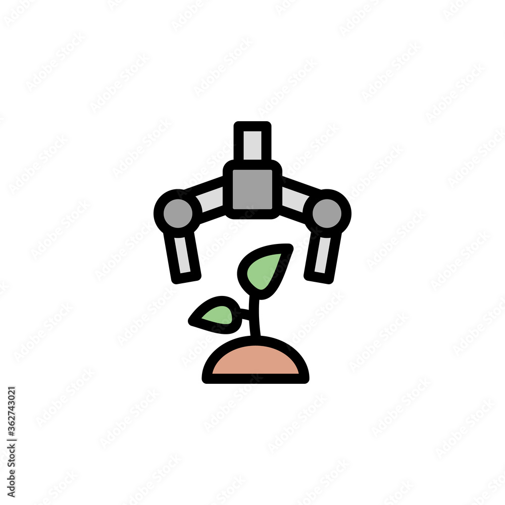Poster robotic, plant icon. simple color with outline vector elements of automated farming icons for ui and