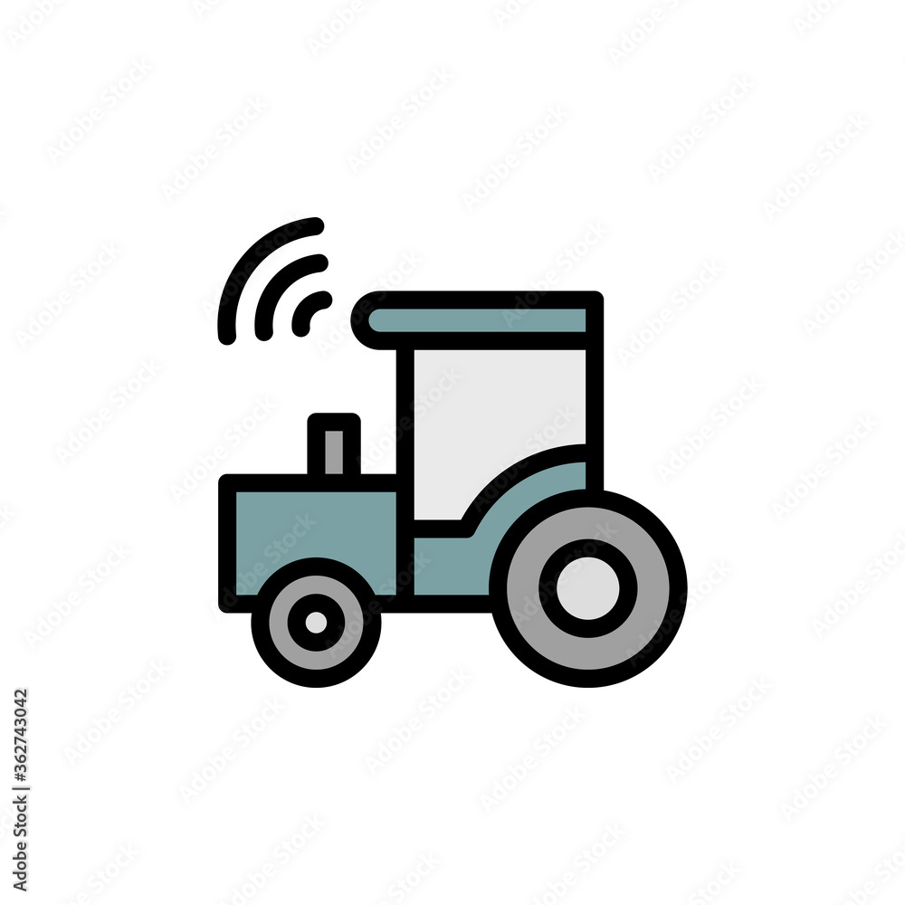 Poster construction, tractor, farm icon. simple color with outline vector elements of automated farming ico