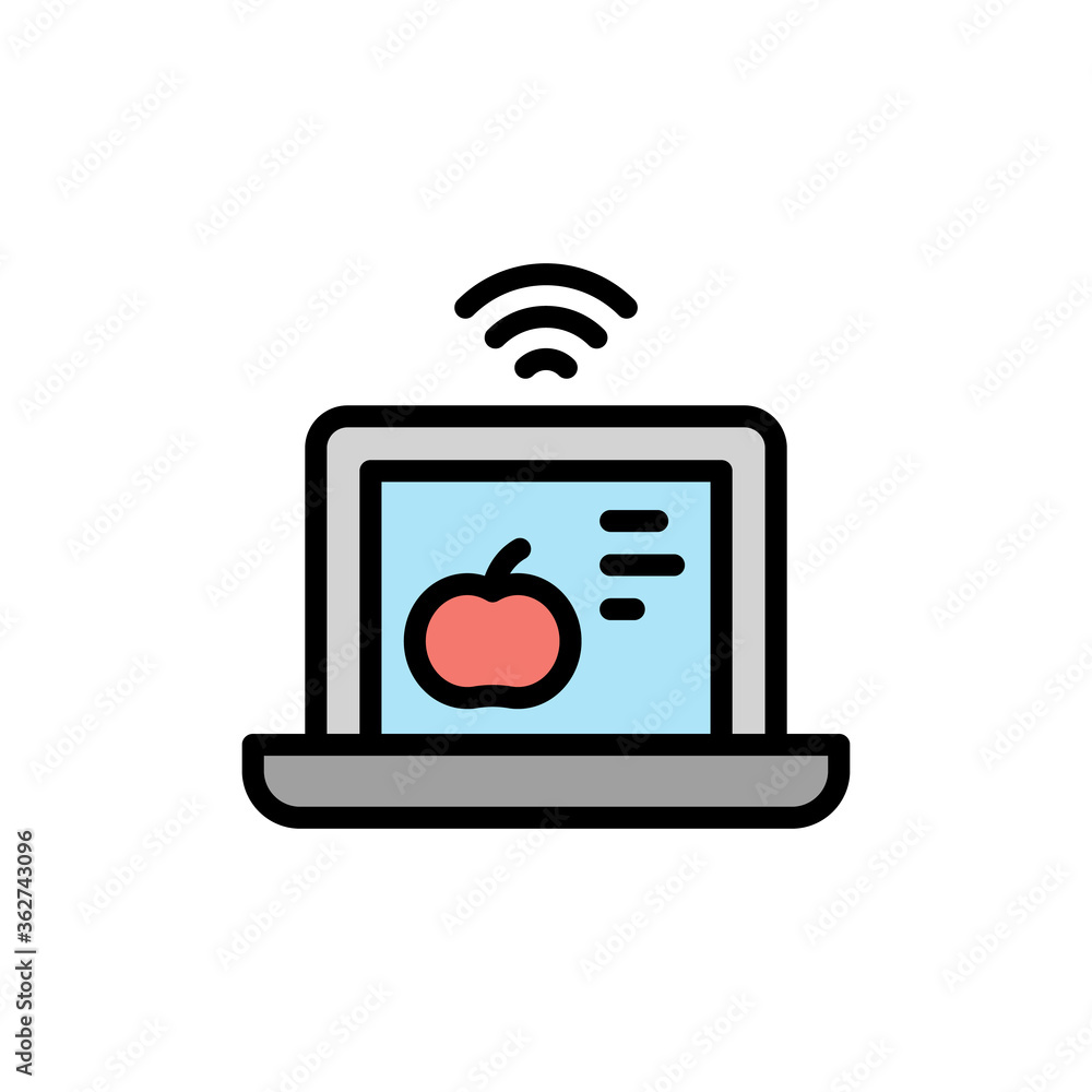 Poster laptop, tomato icon. simple color with outline vector elements of automated farming icons for ui and