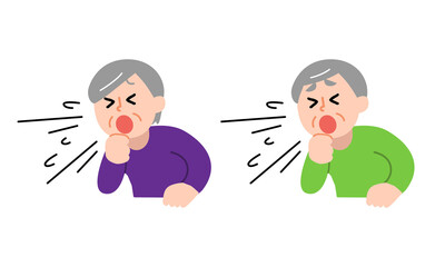 咳をするシニア男性女性