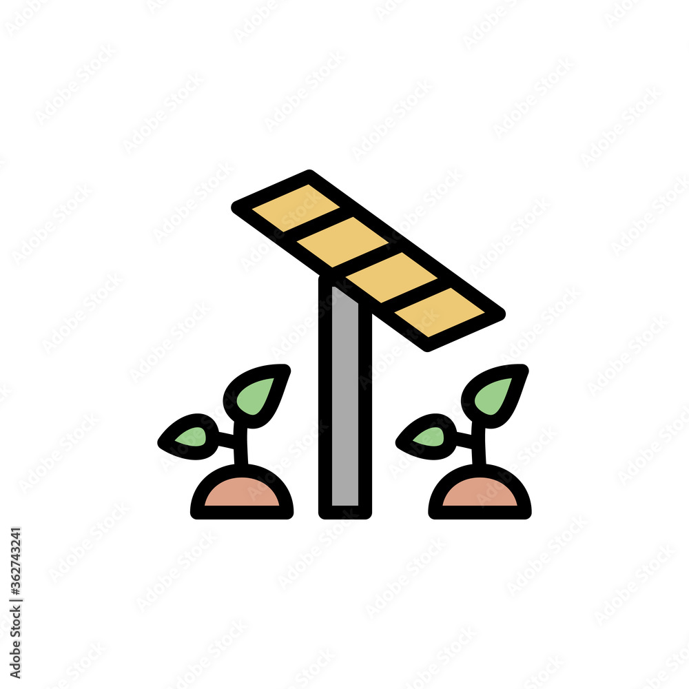 Poster solar panel, plants icon. simple color with outline vector elements of automated farming icons for u
