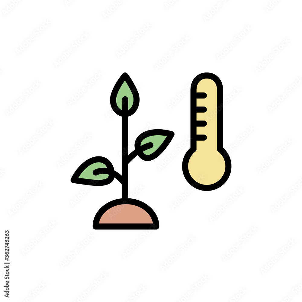 Poster plants, temperature, weather icon. simple color with outline vector elements of automated farming ic
