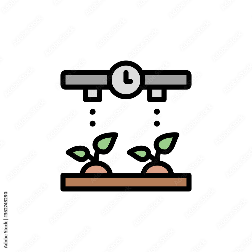 Poster timer, watering, smart icon. simple color with outline vector elements of automated farming icons fo