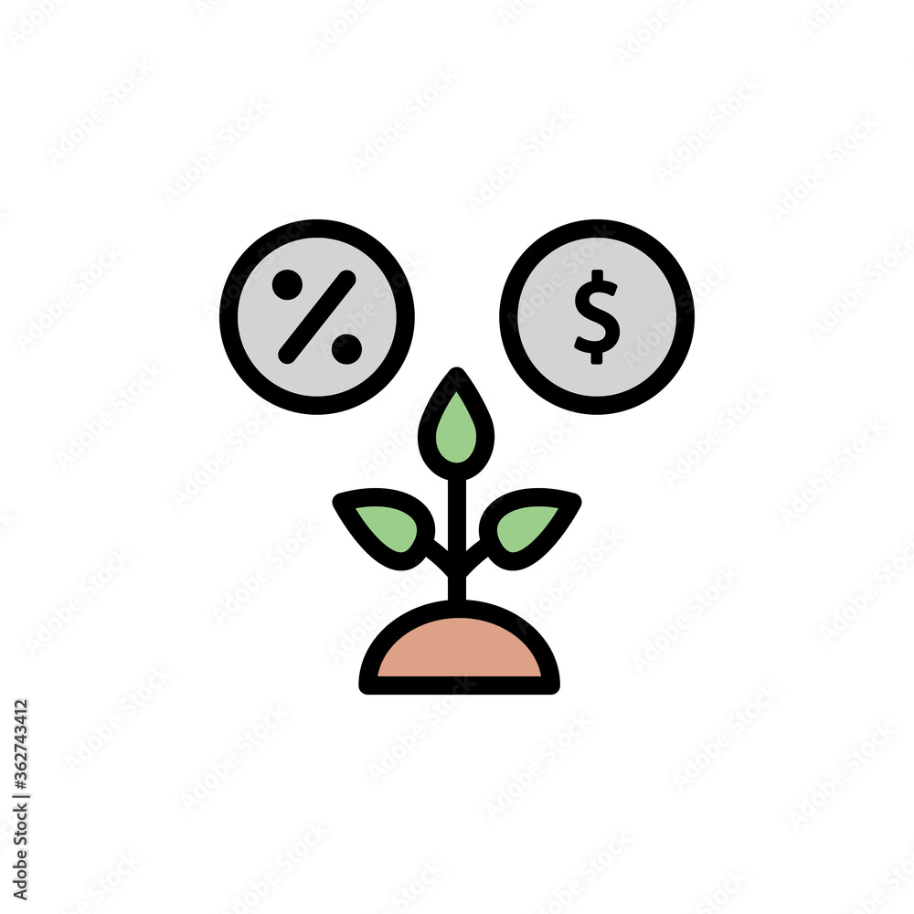 Poster productivity, per cent, dollar icon. simple color with outline vector elements of automated farming 