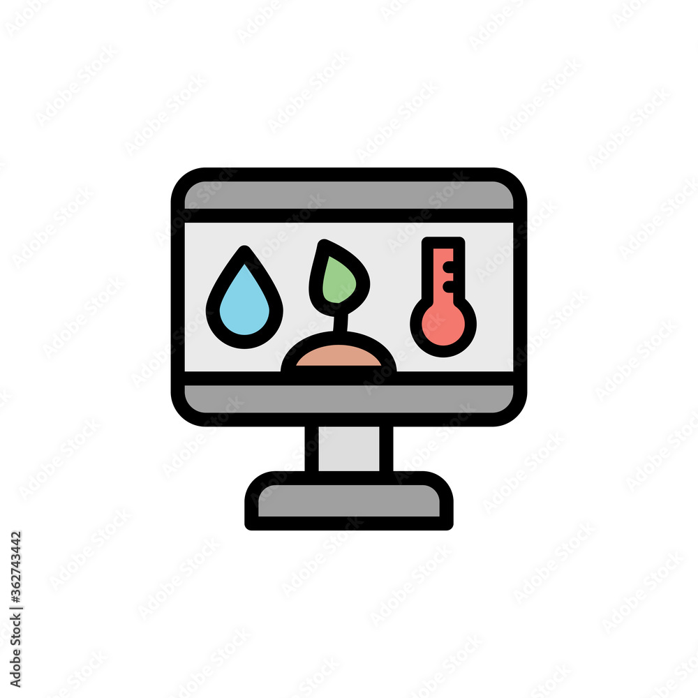 Poster desktop, information, plants icon. simple color with outline vector elements of automated farming ic