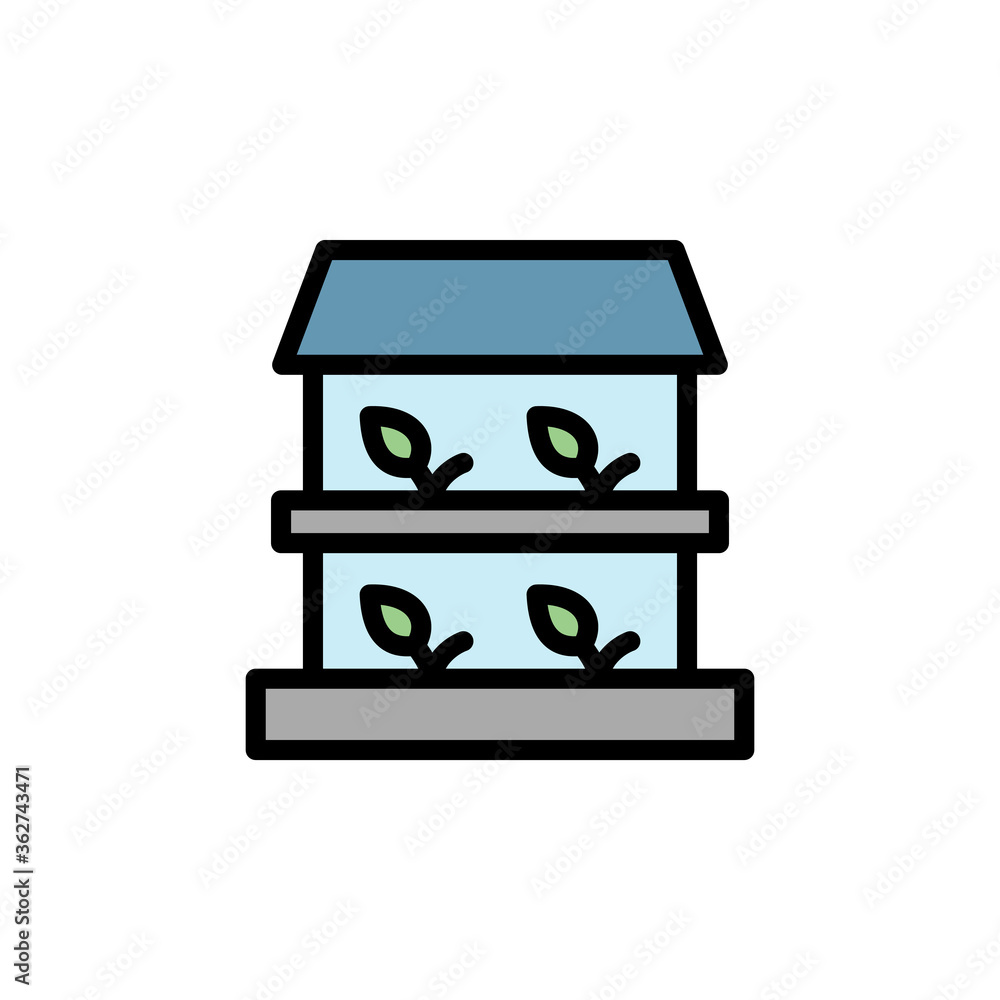 Poster greenhouse, plants icon. simple color with outline vector elements of automated farming icons for ui