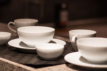 The Chinese tablewares on the table