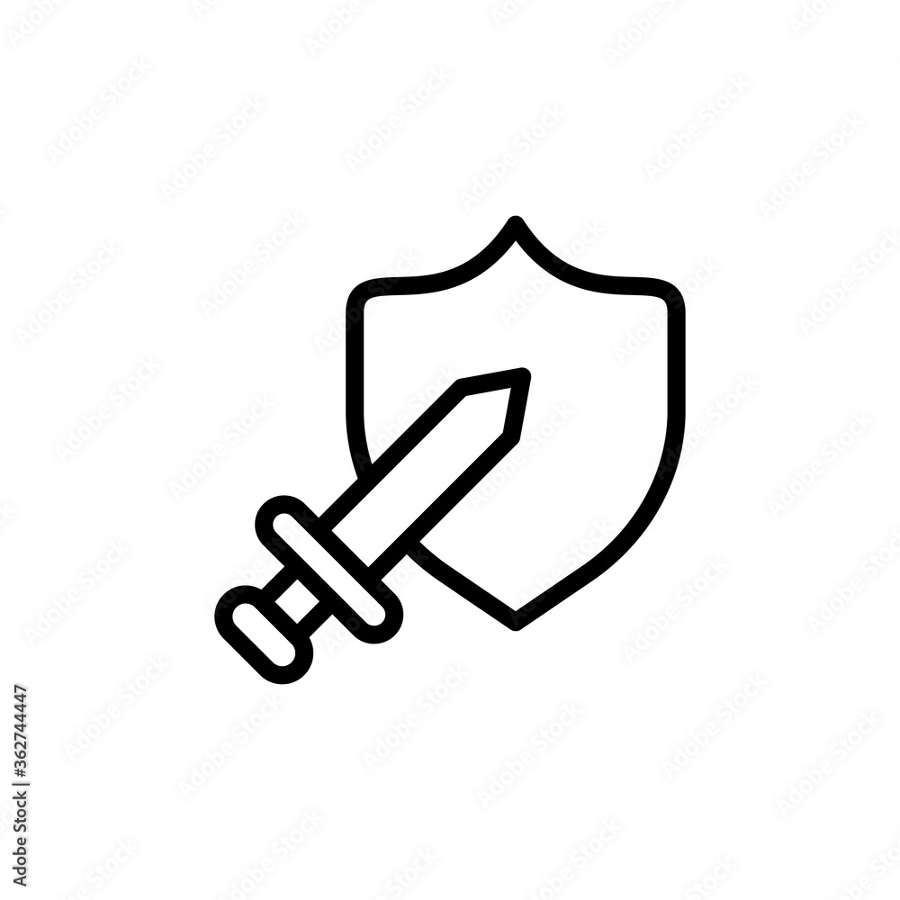 Poster sword, shield icon. simple line, outline vector elements of video game icons for ui and ux, website 