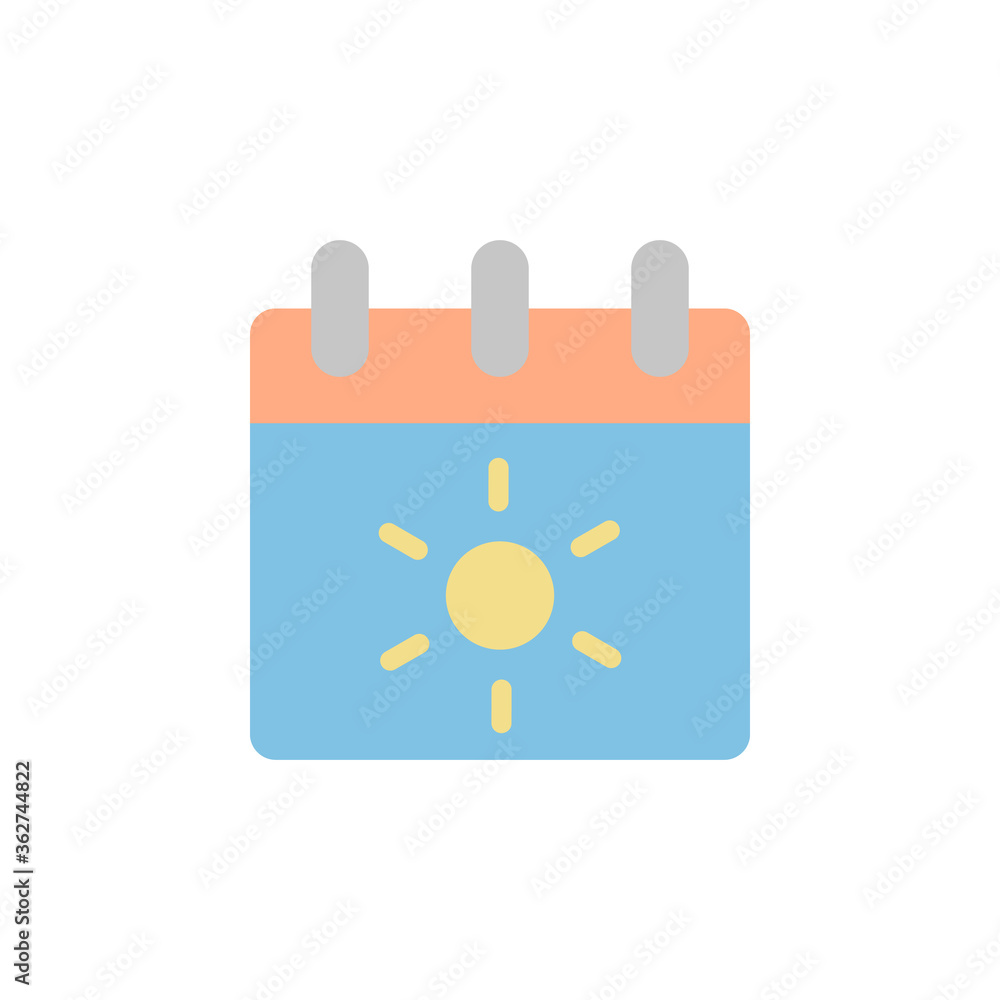 Poster calendar, sunny icon. simple color vector elements of vacation icons for ui and ux, website or mobil
