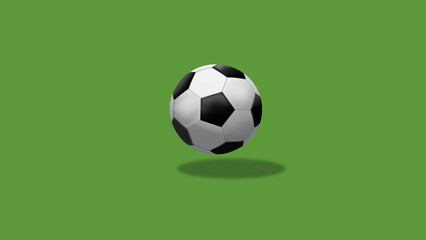 3D rendering of traditional soccer ball on green field