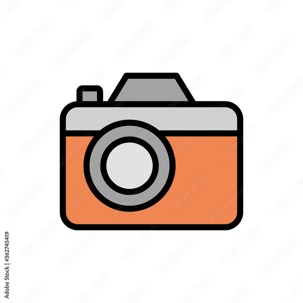 Poster camera, summer icon. simple color with outline vector elements of vacation icons for ui and ux, webs