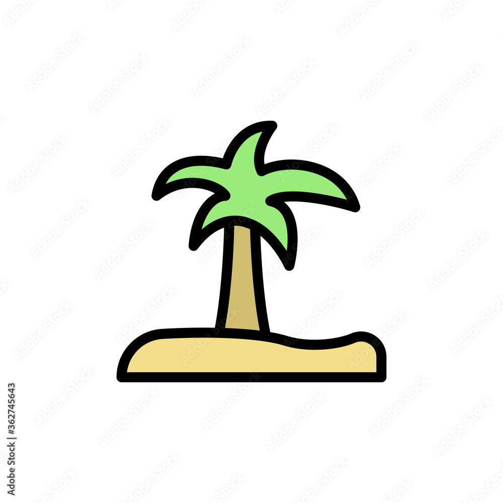 Poster palm, sea, summer icon. simple color with outline vector elements of vacation icons for ui and ux, w