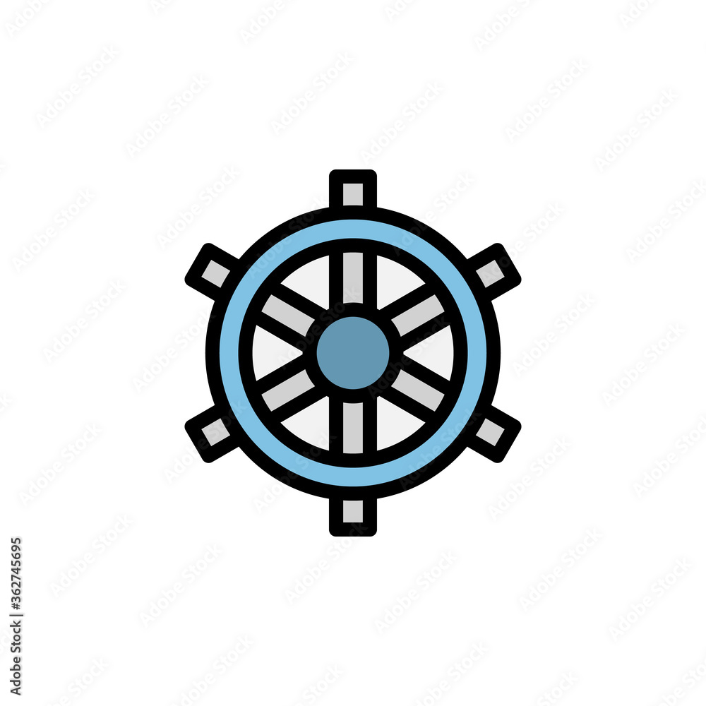 Poster ship steering wheel icon. simple color with outline vector elements of vacation icons for ui and ux,