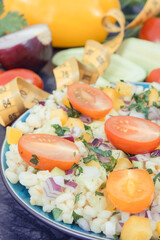 Fresh salad with bulgur groats and vegetables. Healthy lifestyles and nutrition