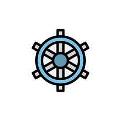 Ship steering wheel icon. Simple color with outline vector elements of vacation icons for ui and ux, website or mobile application