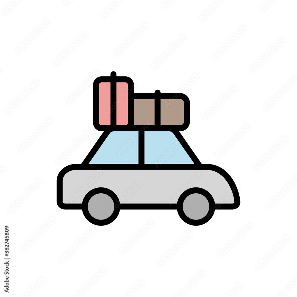 Poster car, luggage, travel icon. simple color with outline vector elements of vacation icons for ui and ux