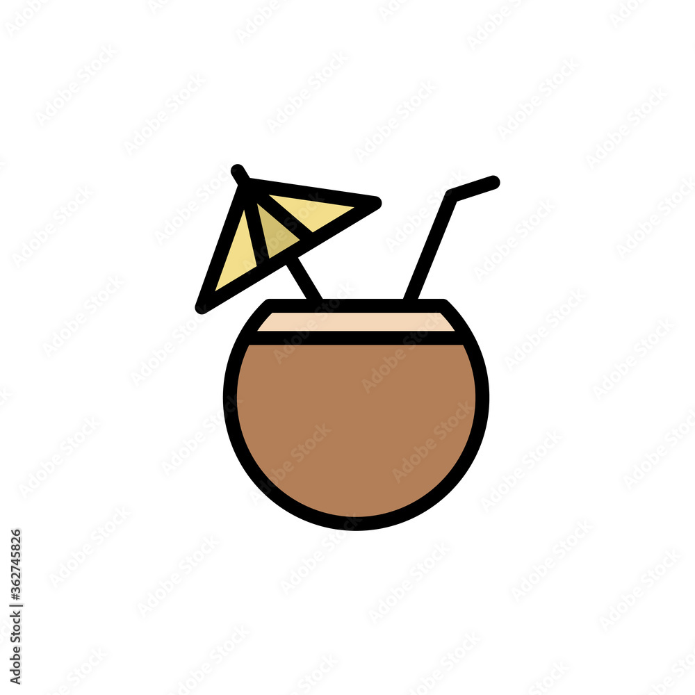 Poster coconut, cocktail icon. simple color with outline vector elements of vacation icons for ui and ux, w
