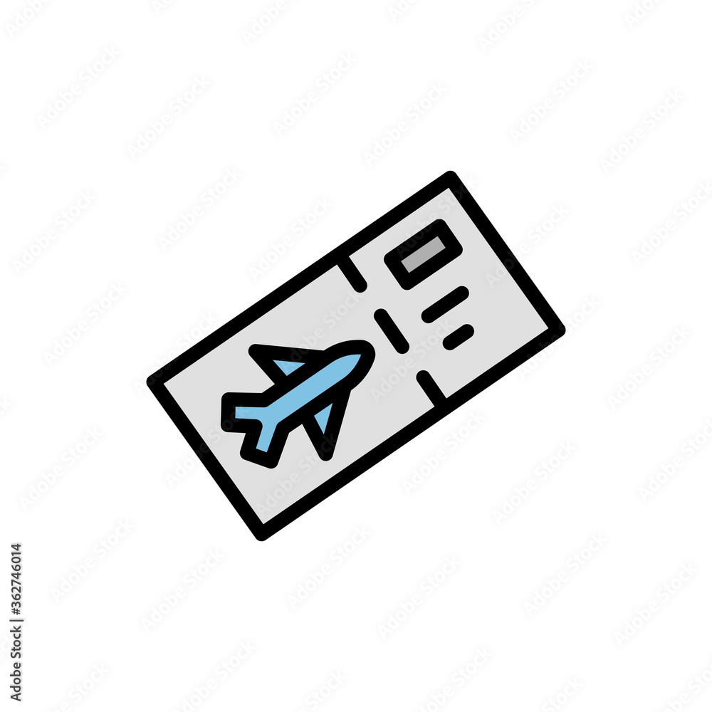 Aufkleber ticket, flying, travel icon. simple color with outline vector elements of vacation icons for ui and 