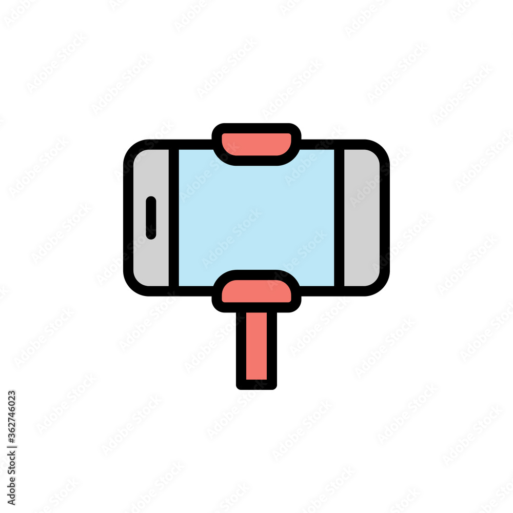Poster selfie stick, smartphone icon. simple color with outline vector elements of vacation icons for ui an
