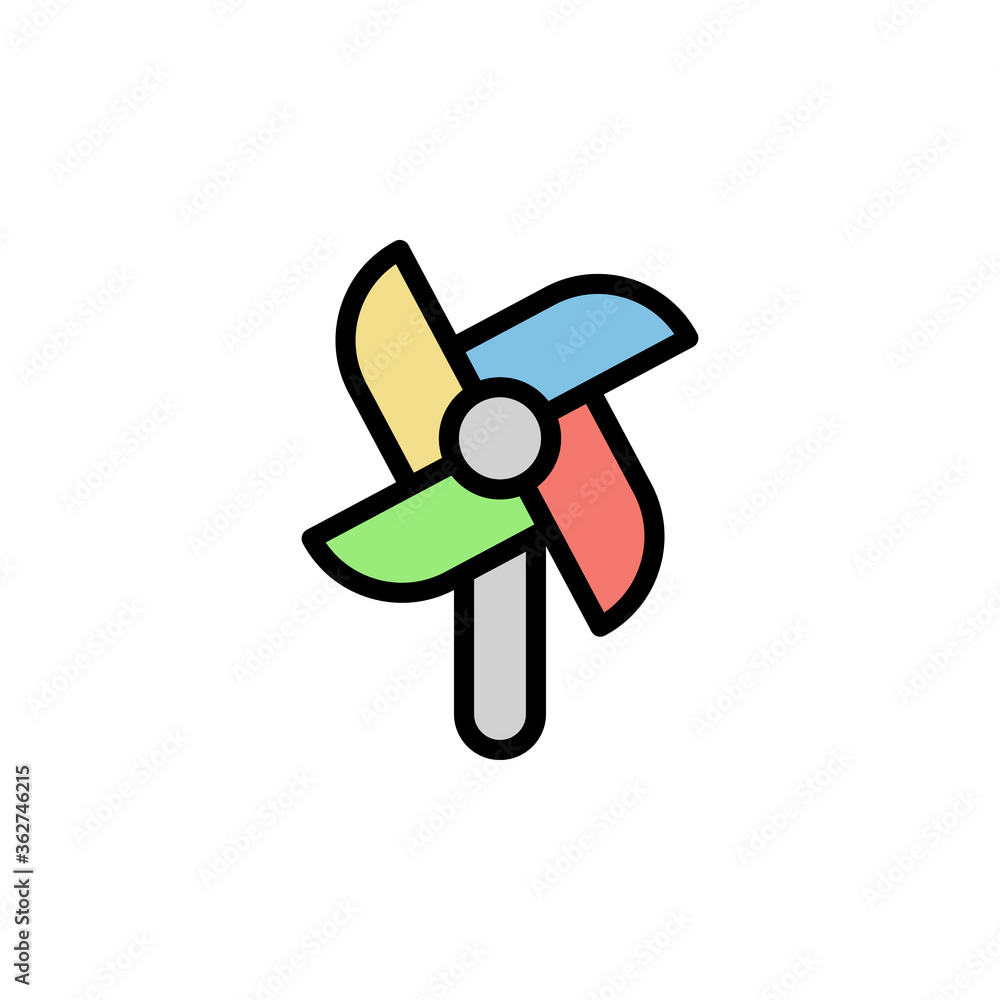 Poster windmill, toy, summer icon. simple color with outline vector elements of vacation icons for ui and u