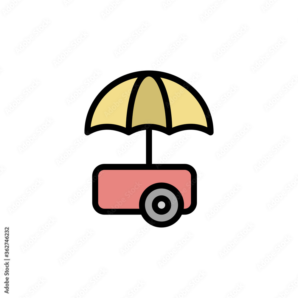 Poster cart, umbrella, summer icon. simple color with outline vector elements of vacation icons for ui and 