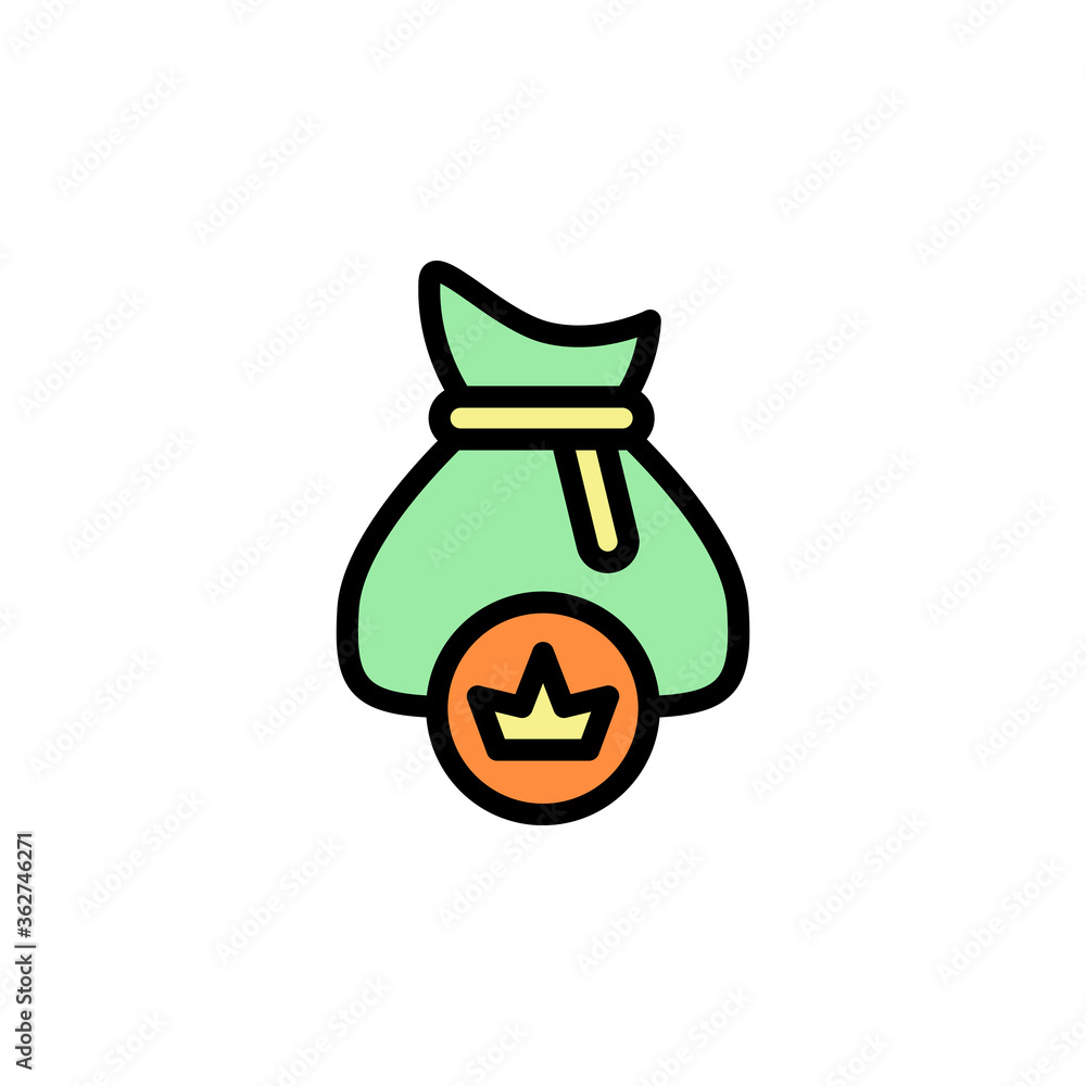Poster money bag, sack icon. simple color with outline vector elements of video game icons for ui and ux, w