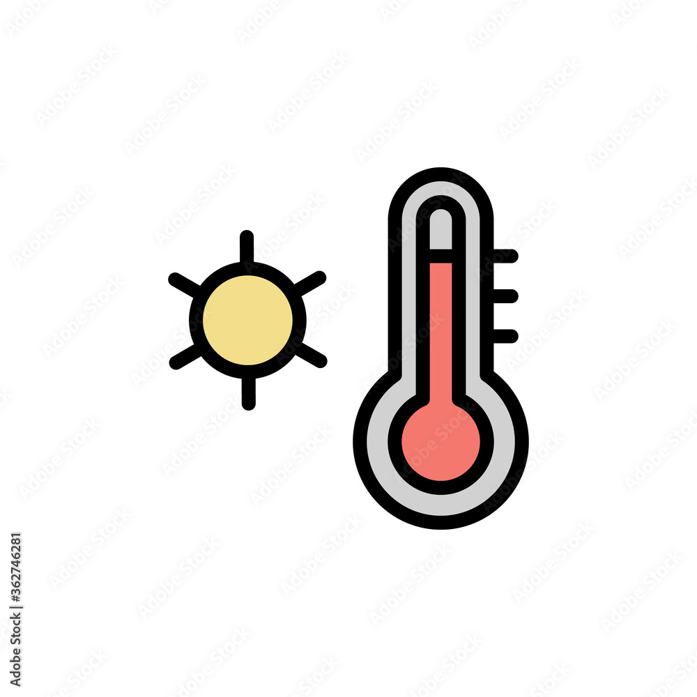 Poster temperature, hot, sun icon. simple color with outline vector elements of vacation icons for ui and u