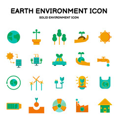 Solid icon preserving the earth and environment. The use of renewable energy for environmental conservation Icon Vector eps10
