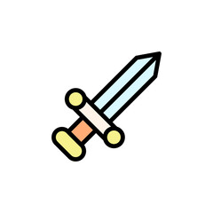 Sword icon. Simple color with outline vector elements of video game icons for ui and ux, website or mobile application