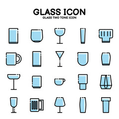 Various glass two tone icons in a line pattern on a white background,vector eps10