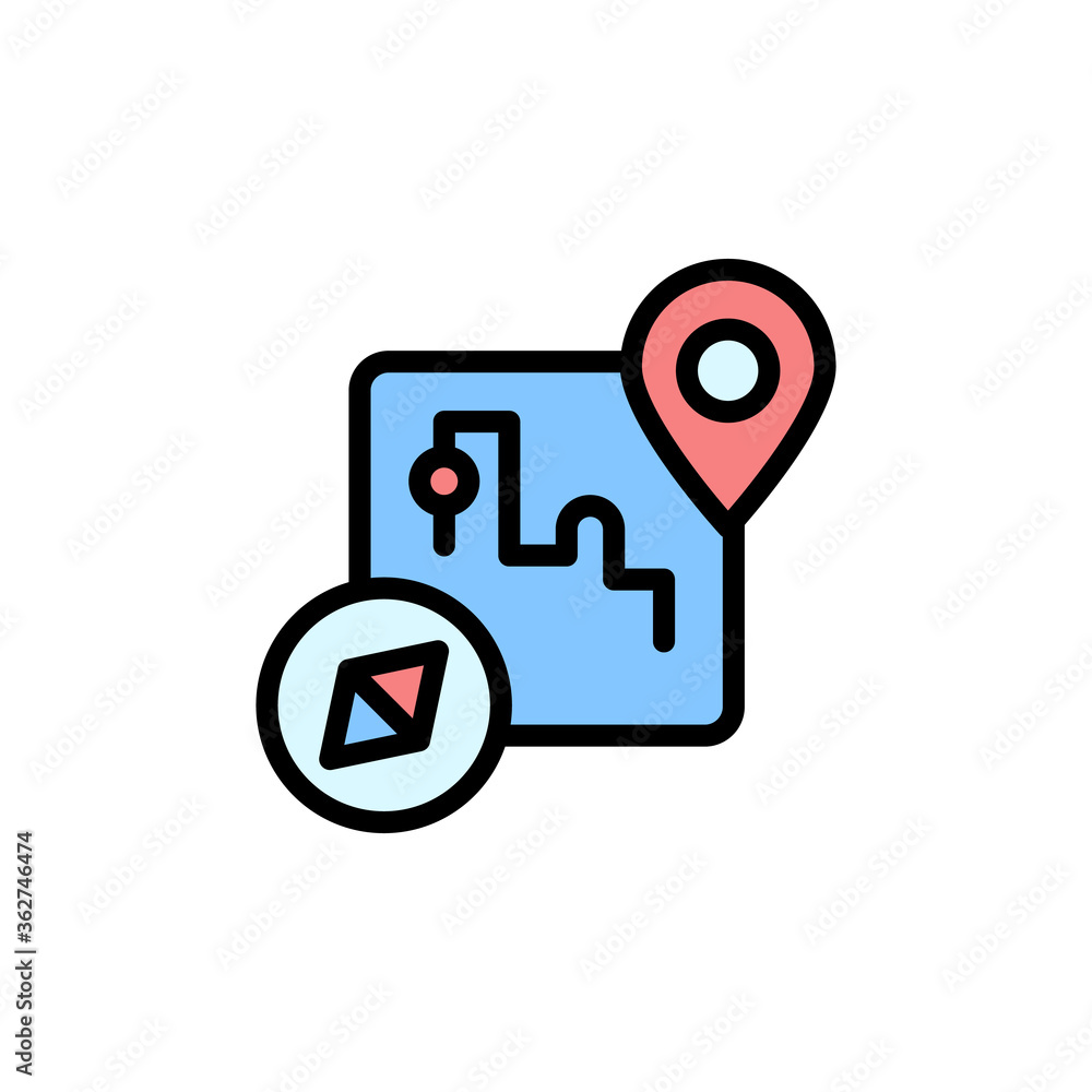 Poster game map icon. simple color with outline vector elements of video game icons for ui and ux, website 