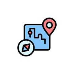 Game map icon. Simple color with outline vector elements of video game icons for ui and ux, website or mobile application