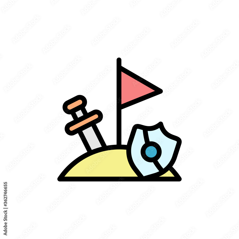 Poster adventure game icon. simple color with outline vector elements of video game icons for ui and ux, we