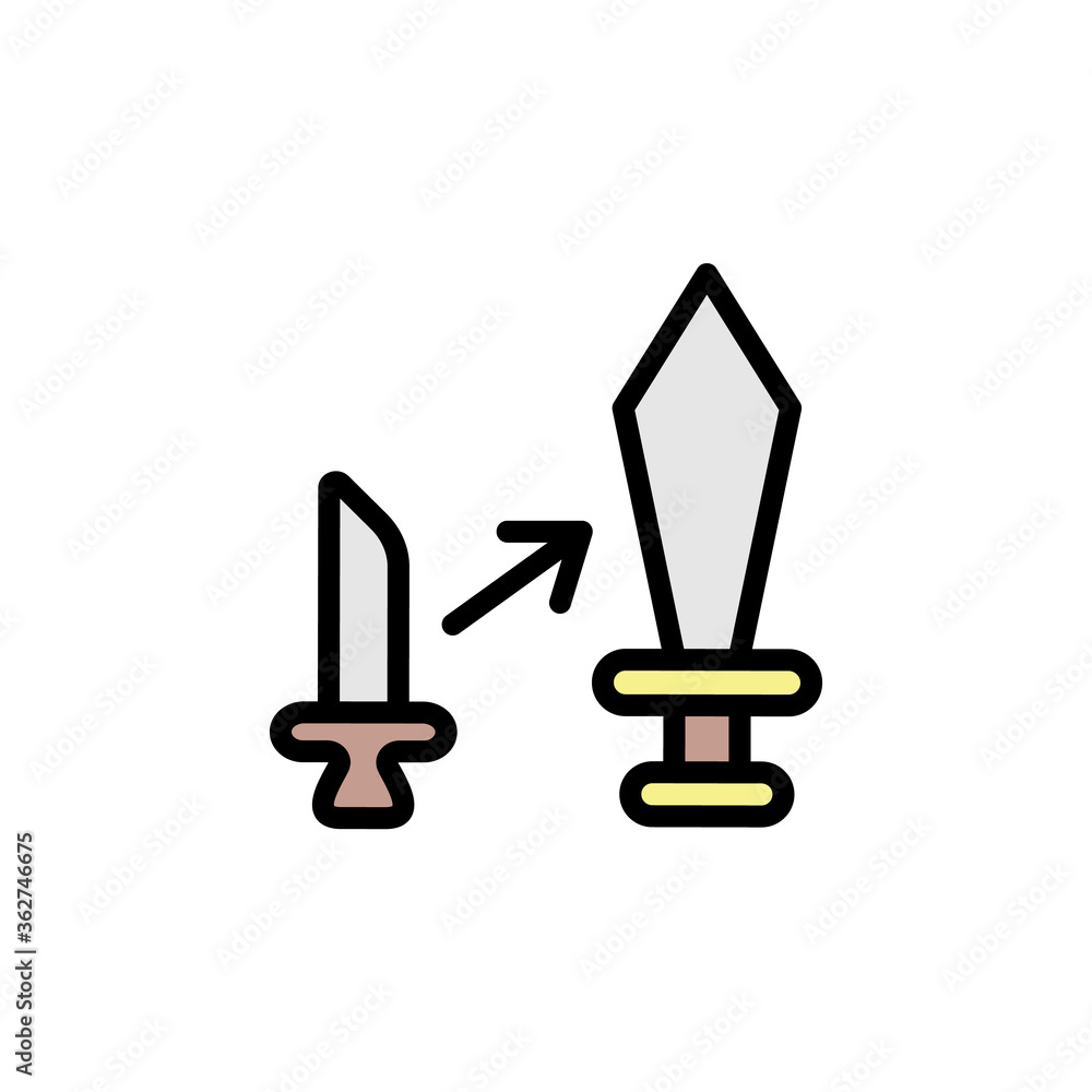 Poster upgrade, sword icon. simple color with outline vector elements of video game icons for ui and ux, we
