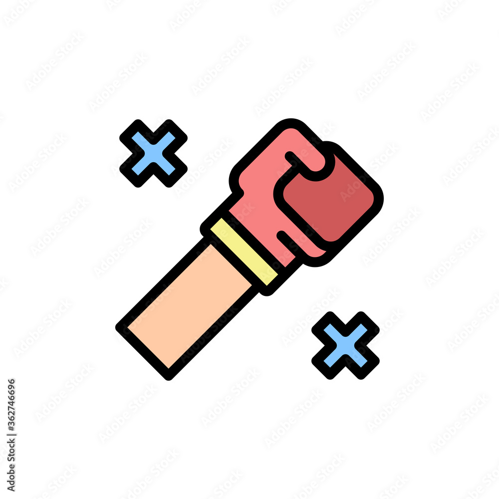 Poster fighting game, fist, box icon. simple color with outline vector elements of video game icons for ui 
