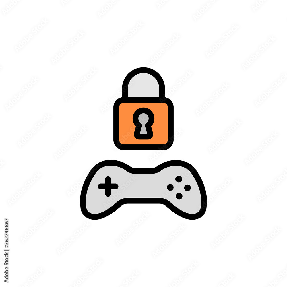 Poster locked, joystick icon. simple color with outline vector elements of video game icons for ui and ux, 
