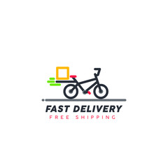 Free shipping. Fast moving shipping delivery bicycle line art vector icon for transportation apps and websites for E-commerce. Sale. Deliver. Distribution. 