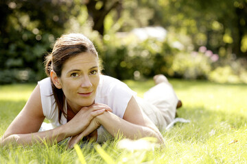 Woman relaxing in the park